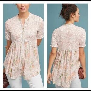 Anthropologie Akemi + Kin Size XS Veria Button‎ Front Tunic Floral Multic…
